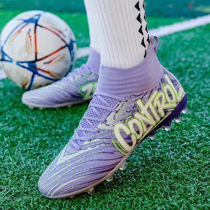 Men Women Football Boots Outdoor Soccer Cleats Non-slip Football Field Boots Ultralight Futsal Sneakers TF/FG Spiked Soccer Shoe