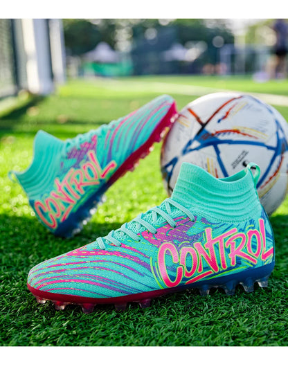 Men Women Football Boots Outdoor Soccer Cleats Non-slip Football Field Boots Ultralight Futsal Sneakers TF/FG Spiked Soccer Shoe