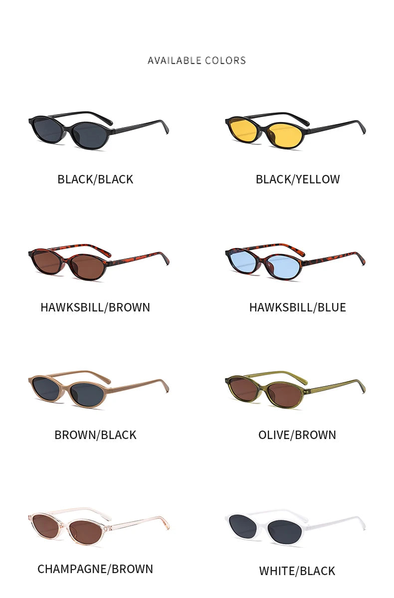 1/4pcs New Casual Elliptical Sunglasses Female Multi Color Frame Glasses Fashion Small Frame Design UV400 Sun Glasses Unisex