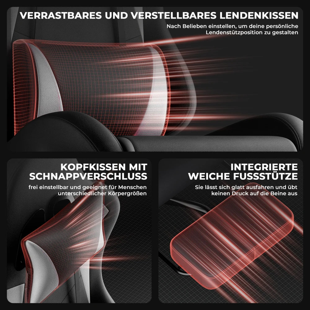 Gaming Chair Ergonomic Gaming Chair with Waist Cushion and Headrest, Office Chair Height Adjustable, Chair for Adult Girls Boy