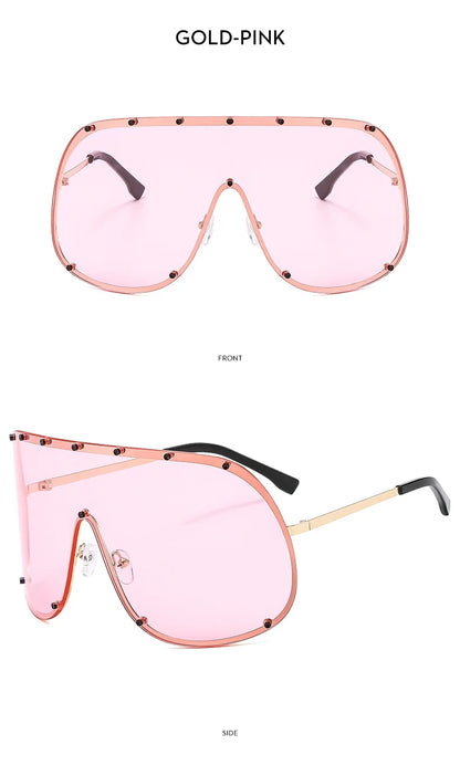 2025 Oversized Metal Rimless Integrated Windproof Sunglasses For Women Trends Y2k Luxury Brand Design Sun Glasses Unisex UV400
