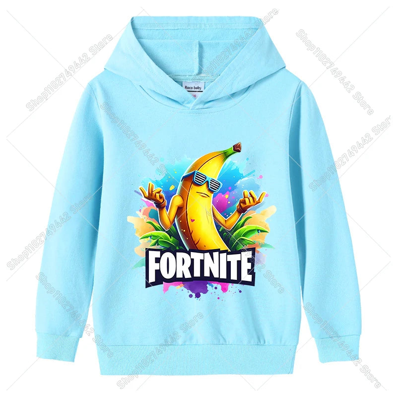 Lasten Fortnite-huppari syksyyn, ohut hupullinen collegepaita pojille ja tytöille, pitkähihainen pusero, urheilu- ja vapaa-ajan lastenvaate