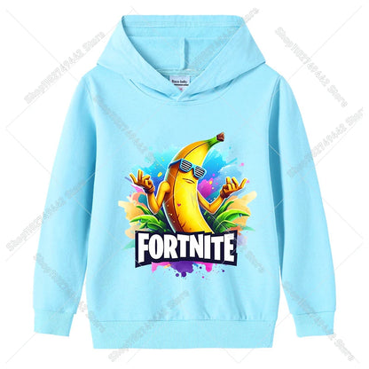 Lasten Fortnite-huppari syksyyn, ohut hupullinen collegepaita pojille ja tytöille, pitkähihainen pusero, urheilu- ja vapaa-ajan lastenvaate