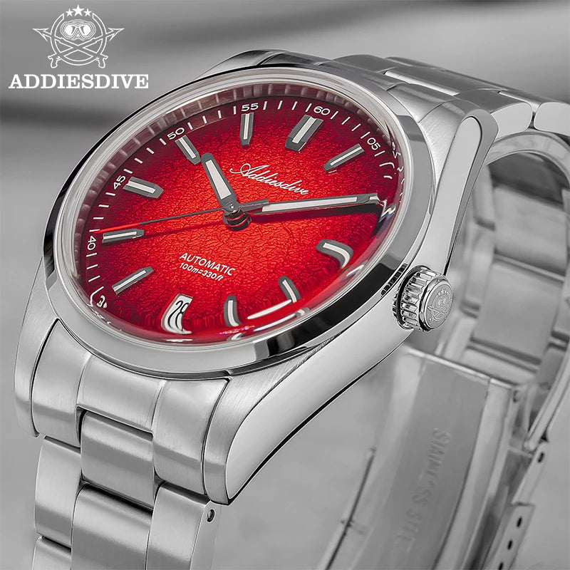 ADDIESDIVE 2026 New Luxury Personalized Watches 10BBar Bubble Mirror Glass Steel Analog Watches Super Luminous Mechanical Watch