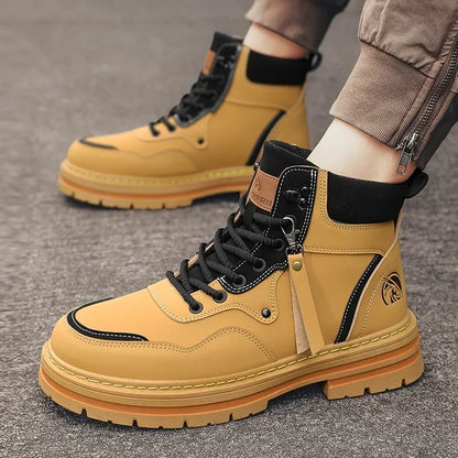 Hommes bottes 2025 chaussures décontractées hiver plate-forme en cuir concepteur de luxe Chelsea Cowboy travail en plein air sécurité cheville baskets