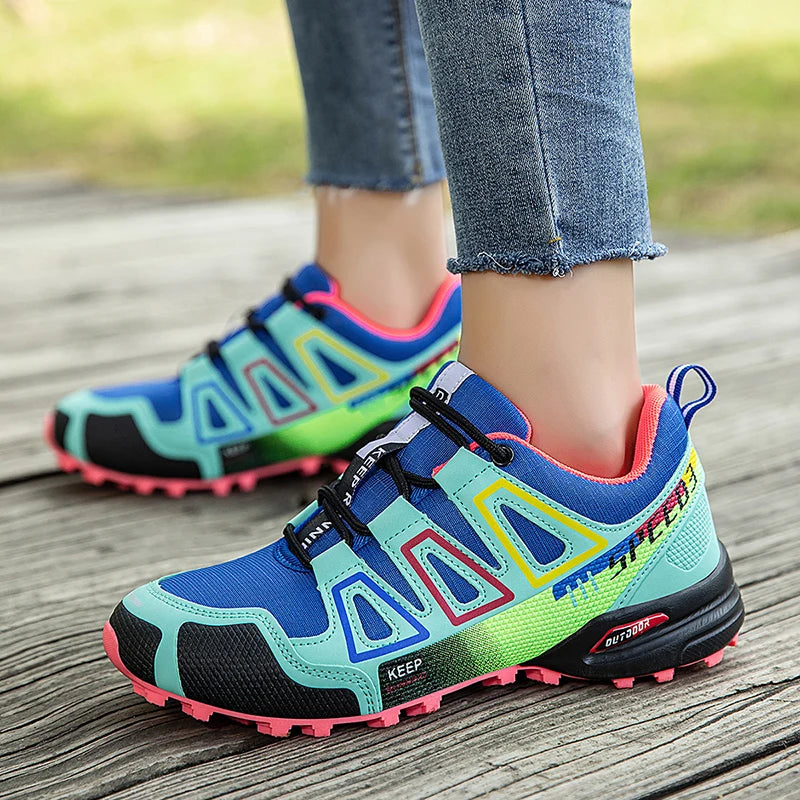 Scarpe da trekking da donna per attività outdoor, scarpe sportive da escursionismo, scarpe tattiche da caccia antiscivolo, scarpe da arrampicata traspiranti con lacci, ciclismo