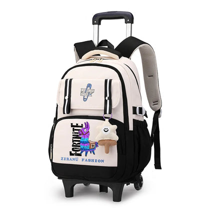 Fortnite Student Rolling Backpack Large Capacity Waterproof Lightweight Design Minimalist Laptop School Bag Casual Travel Bag