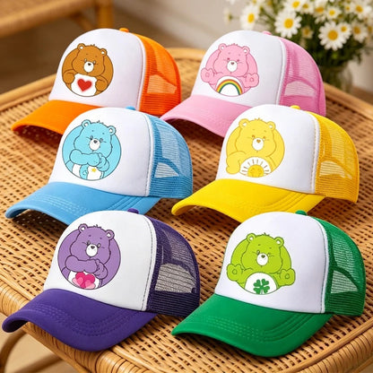 Anime Care Bears baseballová čepice pro dívky a ženy, nová outdoorová sportovní sluneční čepice, letní prodyšná síťovaná sluneční čepice, dětská i dospělá pokrývka hlavy, dárek