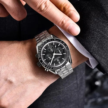 PAGANI DESIGN Moon-ur – Luksus-kvarts-kronograf til mænd, sporty stil, safirglas med antirefleksbehandling, selvlysende display