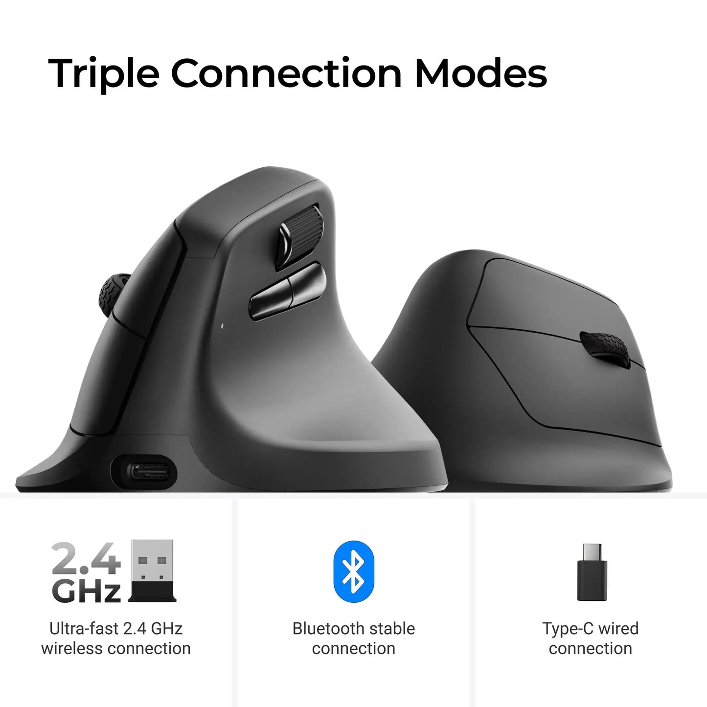 Keychron M5 Wireless Ergonomic Mouse Optical 8K Polling Rate 2.4GHz & Bluetooth Type-C Mice 3950 Sensor