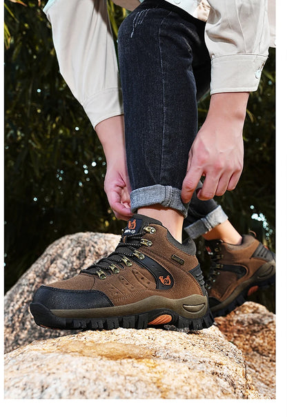Chaussures de Trekking en plein air automne hiver hommes chaussures de randonnée imperméables bottes de montagne en cuir véritable chaussures tactiques de chasse en forêt