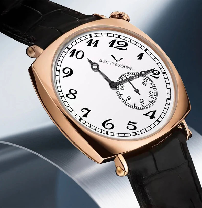 New 2026 Specht & Söhne 1921 Men's Automatic Mechanical Wristwatch Rose Gold Sapphire Crystal Genuine Leather Relogio Masculino