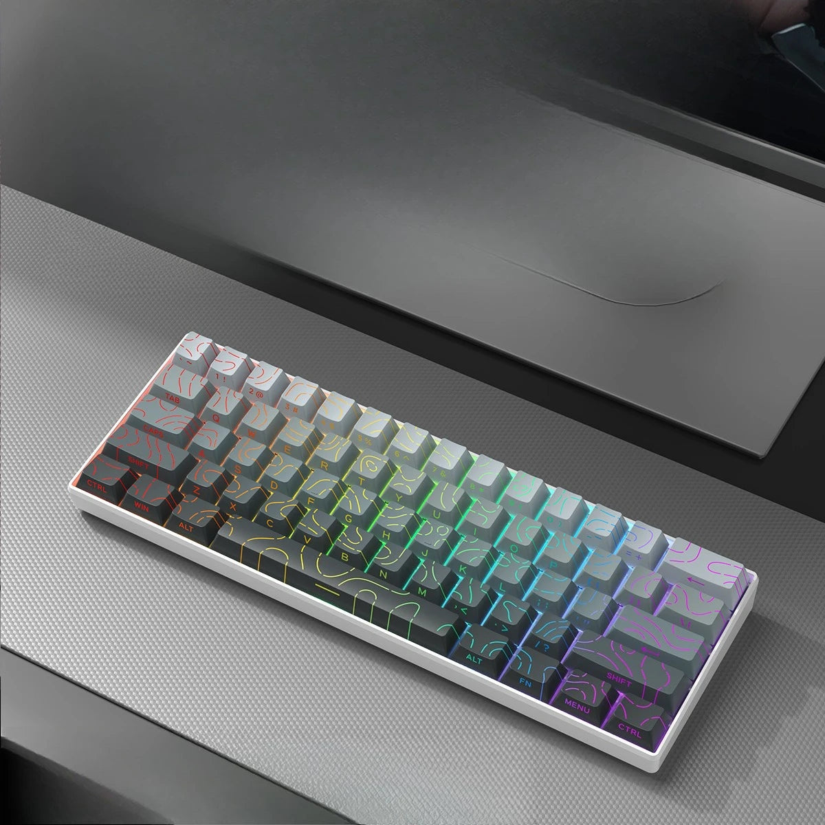 Wireless Gaming Mechanical Keyboard  Bluetooth 60 Percent RGB White Triple Mode Portable Keyboards  key board claviers teclado