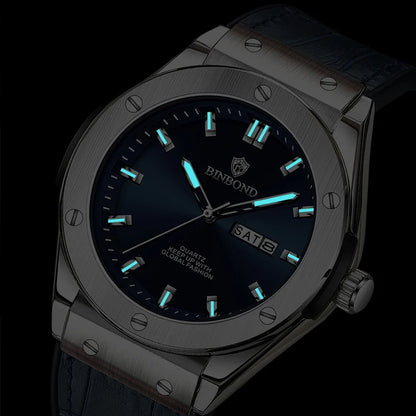 Herreur, afslappet stil, læderrem, automatisk eller kvartsur, luksusaccessoire, ideel gaveidé, trendy armbåndsur.