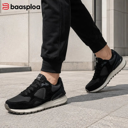 Baasploa Chaussures de marche décontractées pour hommes, baskets tendance en cuir, confortables pour le quotidien, chaussures de style de vie, chaussures de sport classiques
