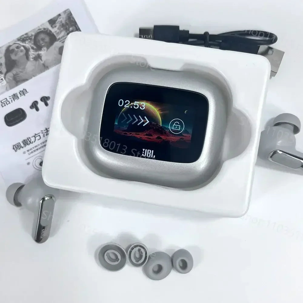 JBL Live Beam 3 True Wireless Bluetooth Earbuds Noise Cancelling Headset with LED Smart Display Box