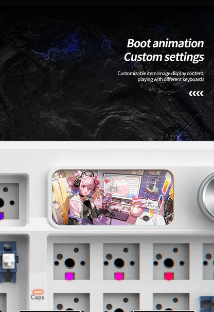 YINDIAOY95 Keyboard Kit Hotswap TFT Screen Full RGB Backlit 2.4GHz Bluetooth Wireles Custom DIY Mechanical Keyboard
