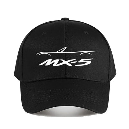 Casquette de baseball MX5 NA pour hommes et femmes - Casquette élégante en polyester noir avec logo blanc, résistante, idéale pour la pêche en plein air et les tenues décontractées