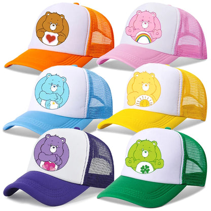 Anime Care Bears baseballová čepice pro dívky a ženy, nová outdoorová sportovní sluneční čepice, letní prodyšná síťovaná sluneční čepice, dětská i dospělá pokrývka hlavy, dárek