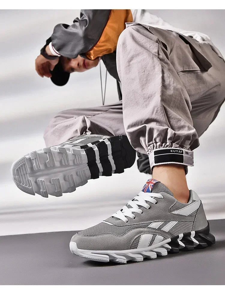 Brand Trend størrelse 46 47 48 slidstærke fitness-sneakers til mænd med støddæmpning, tyk sål og åndbare udendørs løbesko til mænd