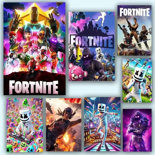 Game-F-F-Fortnites Poster, selbstklebend und wasserfest, ideal für Wohnzimmer, Schlafzimmer und Bar-Dekoration