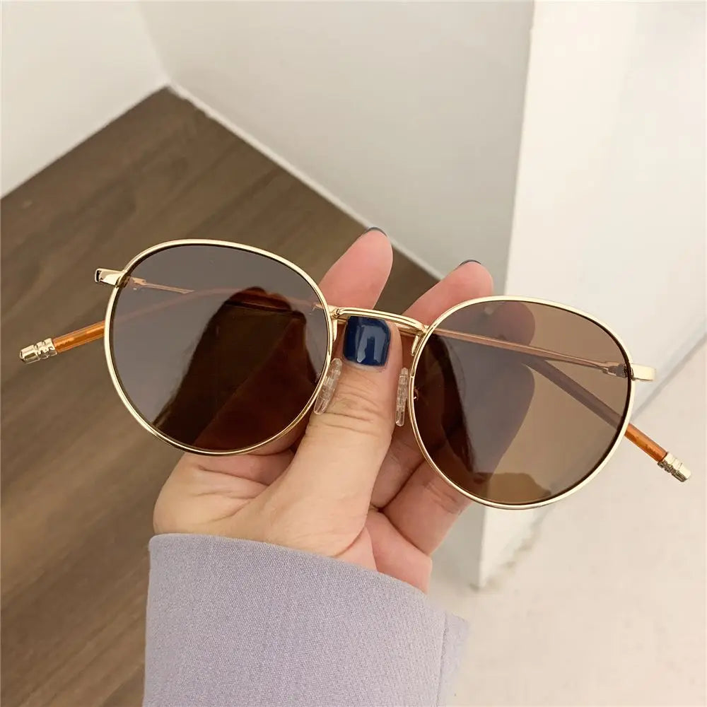 Fashion Women Men Sunglases Round Sun Glasses Women's Metal Frame Eyewear Men Fishing Glasses Hip Hop Metal Frame UV400 Shades