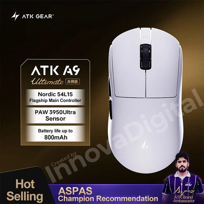 ATK Dragonfly A9 Ultimate bezdrôtová herná myš A9 Air PAW3950 ultraľahká ergonomická e-športová myš pre hráčov FPS CSGO A9 Ultra