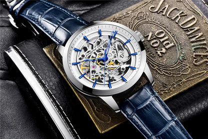 PAGANI DESIGN 2026 New Skeleton Men's Mechanical Watches Top Luxury Automatic Watch Men Blue Leather Waterproof Wrist watch Men