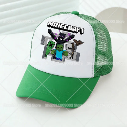 Baseballové čepice Minecrafted Mesh s kreslenými postavičkami – sportovní čepice pro dospělé a děti, pro chlapce i dívky, letní outdoorové čepice s kšiltem proti slunci, dárkové