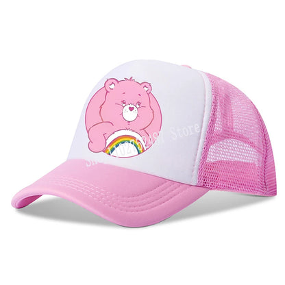 Anime Care Bears baseballová čepice pro dívky a ženy, nová outdoorová sportovní sluneční čepice, letní prodyšná síťovaná sluneční čepice, dětská i dospělá pokrývka hlavy, dárek