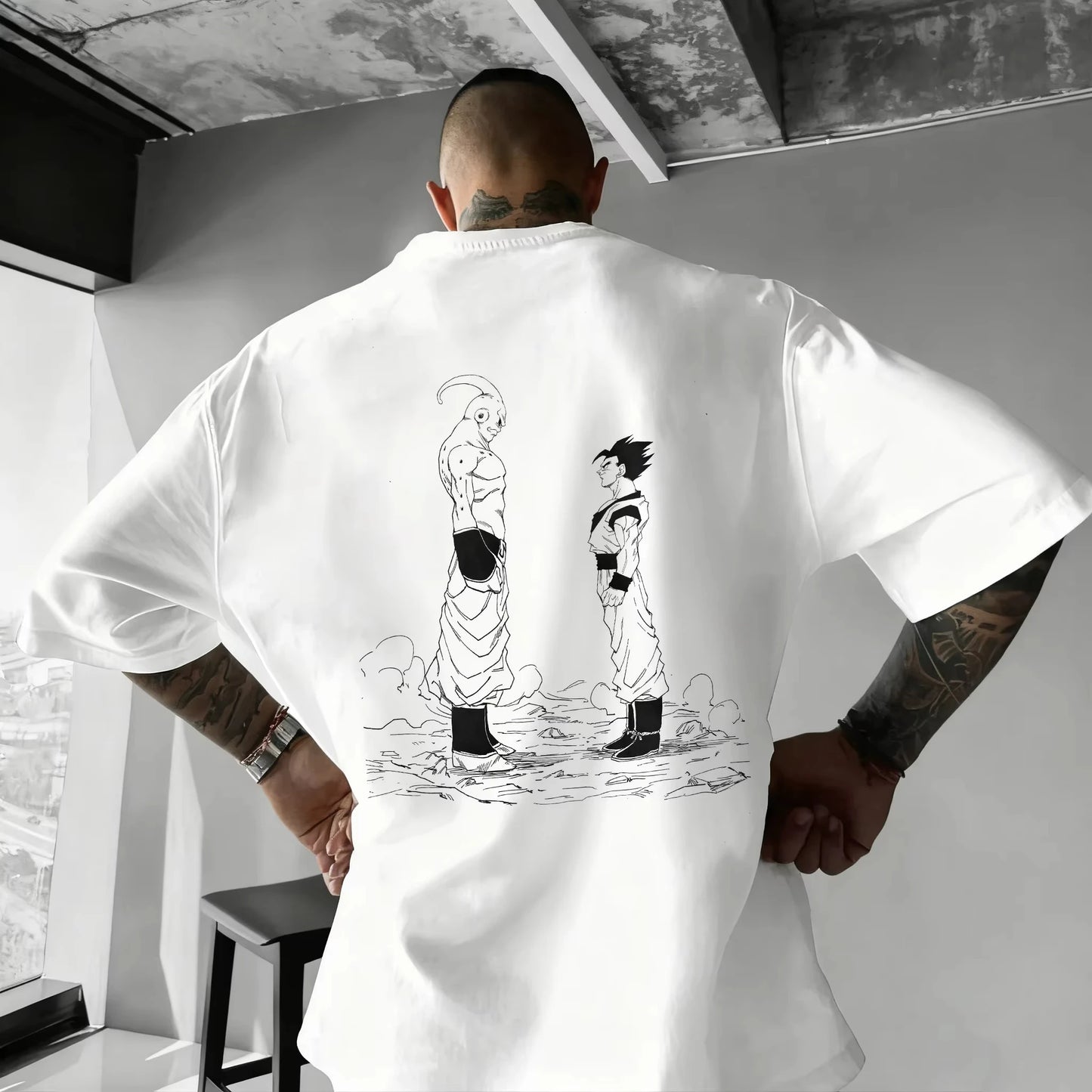 T-shirt oversize Dragon Ball Estate 2026 con cavo di alimentazione, Piccolo Goku, stampa artistica, casual neutro Y2K