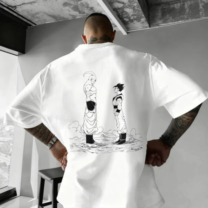 T-shirt oversize Dragon Ball Estate 2026 con cavo di alimentazione, Piccolo Goku, stampa artistica, casual neutro Y2K
