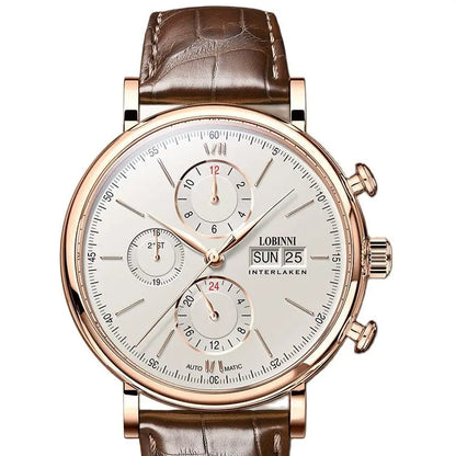 Luxury Brand Switzerland LOBINNI Perpetual Calendar Seagull Automatic Mechanical Men's Watches Sapphire Multi-function L13019-11