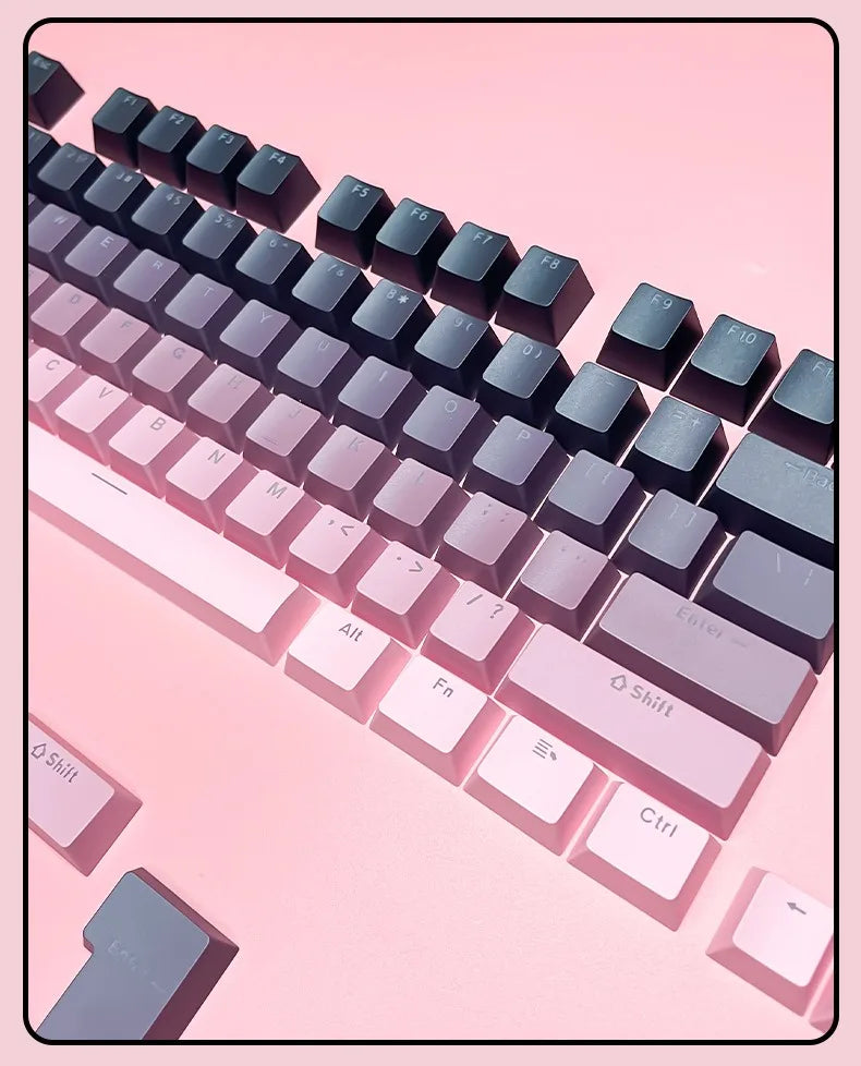 Teclas Gamer RGB retroiluminadas em degradé para teclado mecânico com switch MX, perfil OEM, PBT, branco e azul, layout ISO, teclas DIY