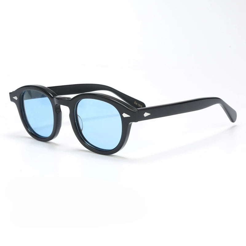 Polariserade solglasögon för män och kvinnor, Johnny Depp-inspirerade solglasögon i Lemtosh-stil, retro, runda, acetatbåge, UV400-glas, Oculos