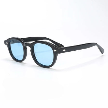 Polariserade solglasögon för män och kvinnor, Johnny Depp-inspirerade solglasögon i Lemtosh-stil, retro, runda, acetatbåge, UV400-glas, Oculos