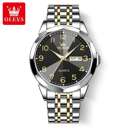 OLEVS 9970 herreur – Elegant model med digital urskive, dato- og ugedagsvisning, vandtæt, selvlysende, kvarts – Originalt luksusur