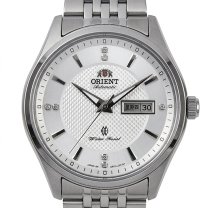 Orient mekanisk automatisk herreur med dobbelt kalender (dato og ugedag), krystalindekser og armbånd i rustfrit stål – Armbåndsur i professionel stil
