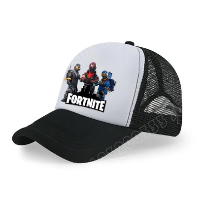 Dětská letní kšiltovka Fortnite s potiskem ve stylu kreslené hry, prodyšná síťovina, nastavitelná čepice s kšiltem, dárek k narozeninám pro děti
