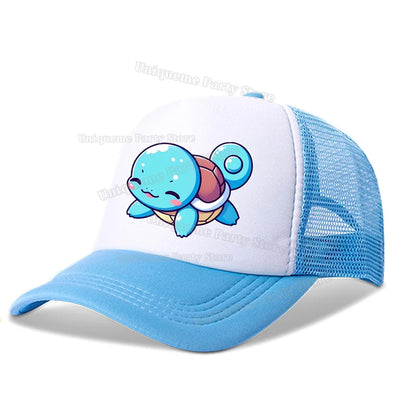 Kawaii Pikachu a Squirtle – baseballová čepice s motivem Pokémonů, kreslená postavička, pro děti i dospělé, sluneční čepice, roztomilá čepice s kšiltem pro chlapce i dívky, outdoorová čepice, letní čepice pro tatínky