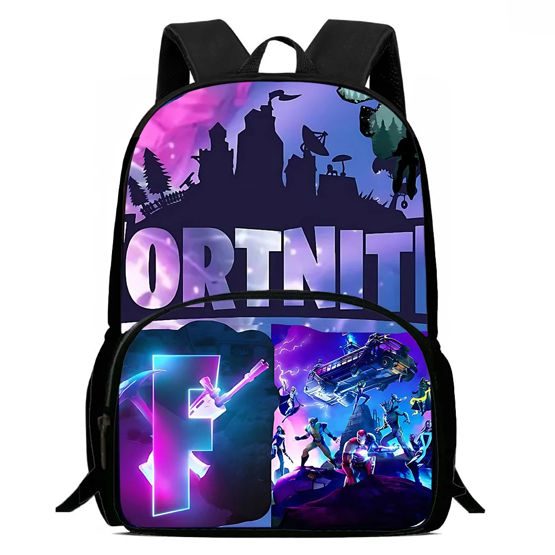 Klassinen Fortnite-lasten reppu pojille ja tytöille, oppilaan syntymäpäivälahja, lapsen koululaukku, suuri kapasiteetti, retkeilyyn sopiva kestävä reppu