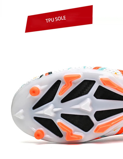 Botas de fútbol LiXingMing para hombre, blancas, profesionales, de caña alta, tacos de fútbol society, calzado de fútbol antideslizante para partido y entrenamiento