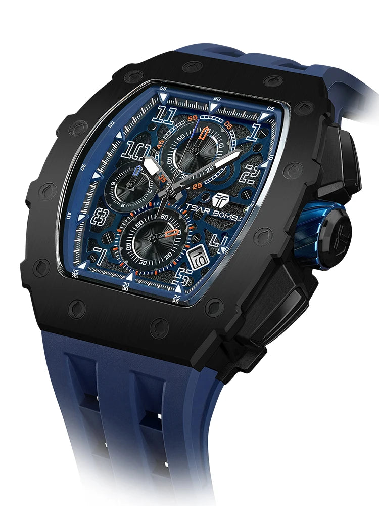Orologio da uomo TSAR BOMBA New TB8204, cronografo al quarzo giapponese, impermeabile 50M, stile sportivo fashion, orologio da polso di lusso, regalo da uomo