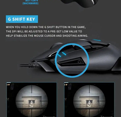 Logitech G402 Wired Gaming Mouse 32-Bit ARM Processor 8 Buttons 500 IPS Anti-Slip for All-Day Gaming and Work Sessions