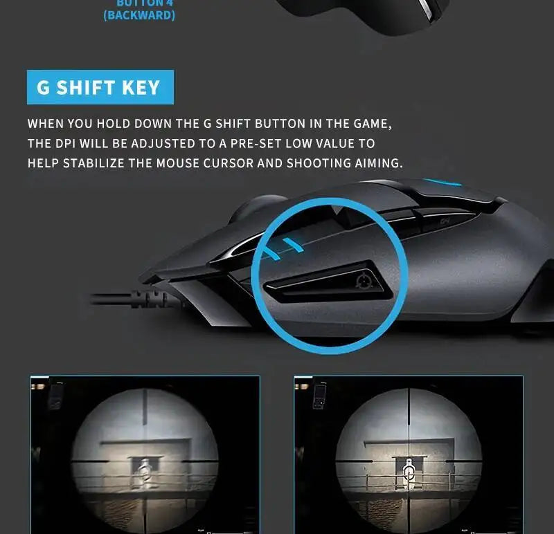 Logitech G402 Gaming Mouse Fusion Engine Tech 4 DPI Settings 32-Bit Processor Anti-Slip for Professional Competitive Gaming