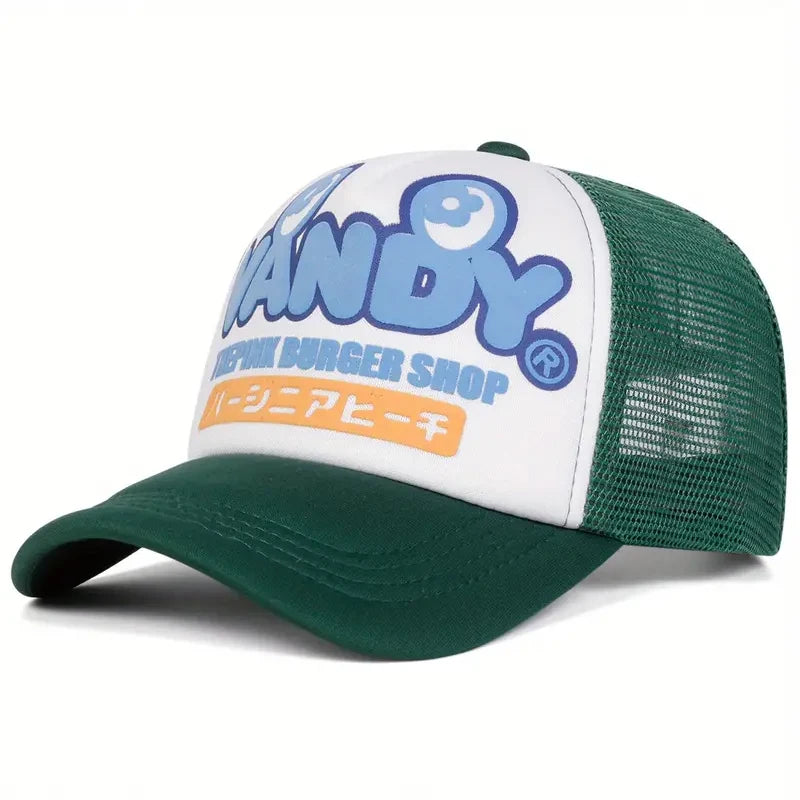 2025 Simple New Net Cap VANDY Japanese Printed Fashion Street Hip Hop Hat Outdoor Leisure Daily Sunshade Hat Unisex Baseball Hat