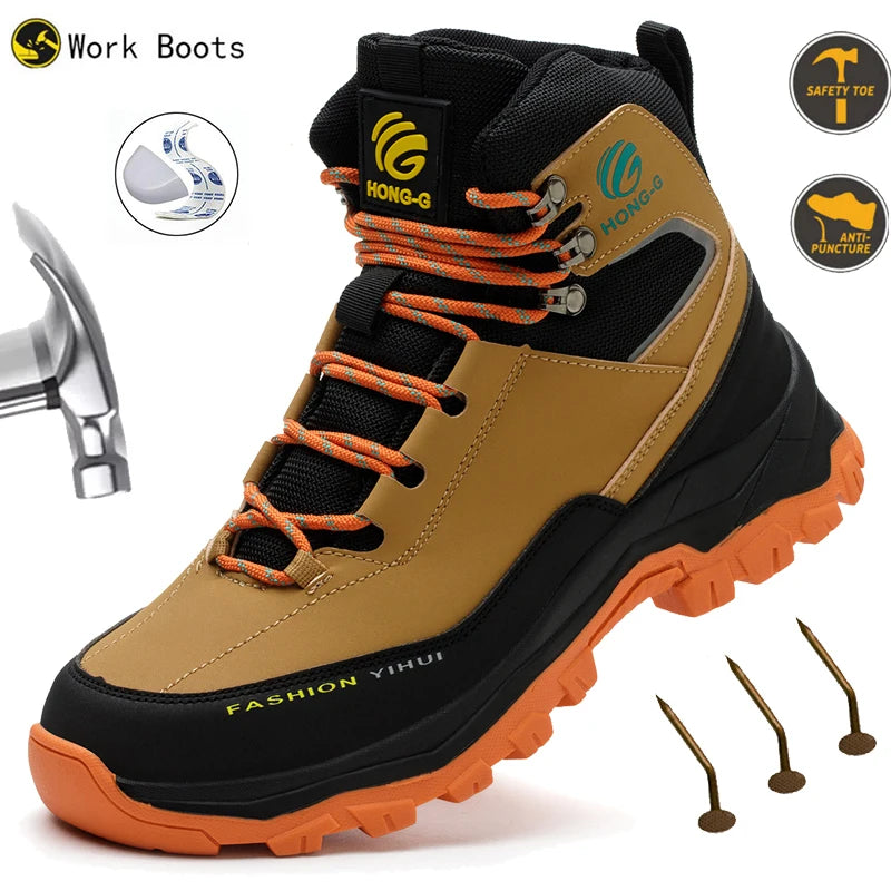 Chaussures de sécurité à embout en acier pour hommes, bottes de travail anti-perforation, chaussures de protection antidérapantes, chaussures de sport pour hommes