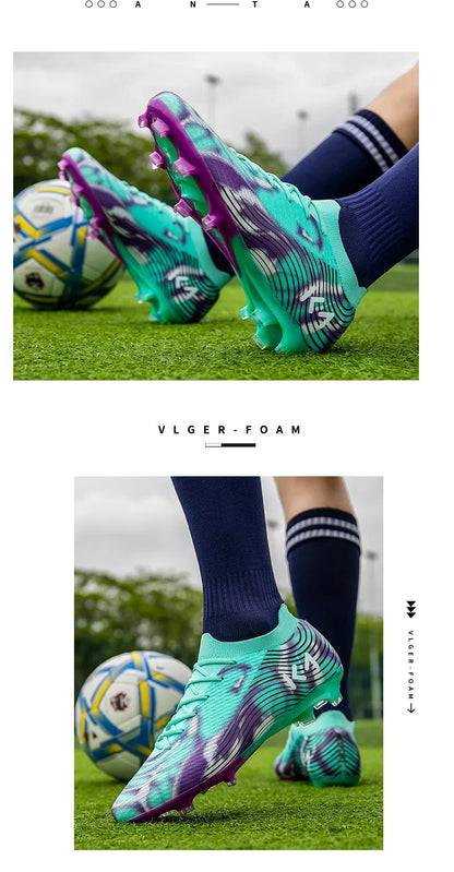 Nuove scarpe da calcio da uomo per partita outdoor, sneakers con tacchetti per erba, scarpe da football bestseller antiscivolo per ragazzi, alta qualità, alte e leggere
