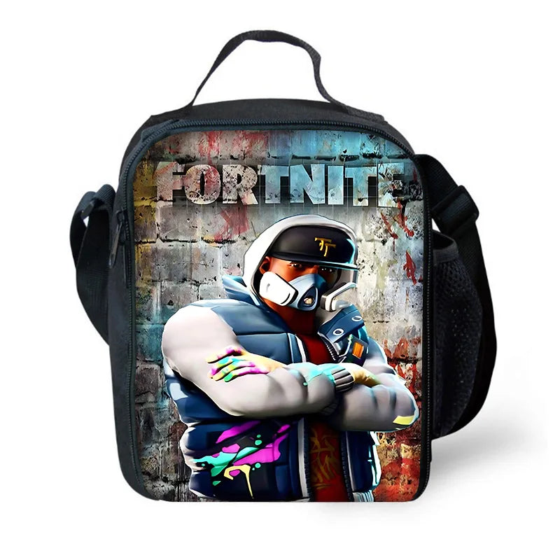Kinder-Rucksack-Set im angesagten Gaming-Design mit Lunchbag und Federmäppchen, große Kapazität, Schultaschen für Jungen und Mädchen, ideales Geschenk F-FortniteS