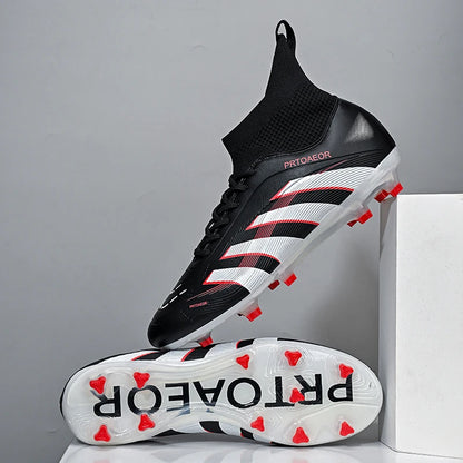 Nouvelles chaussures de football professionnelles pour hommes, crampons de football antidérapants TF/FG, baskets pour garçons, chaussures de sport confortables à la cheville, unisexes